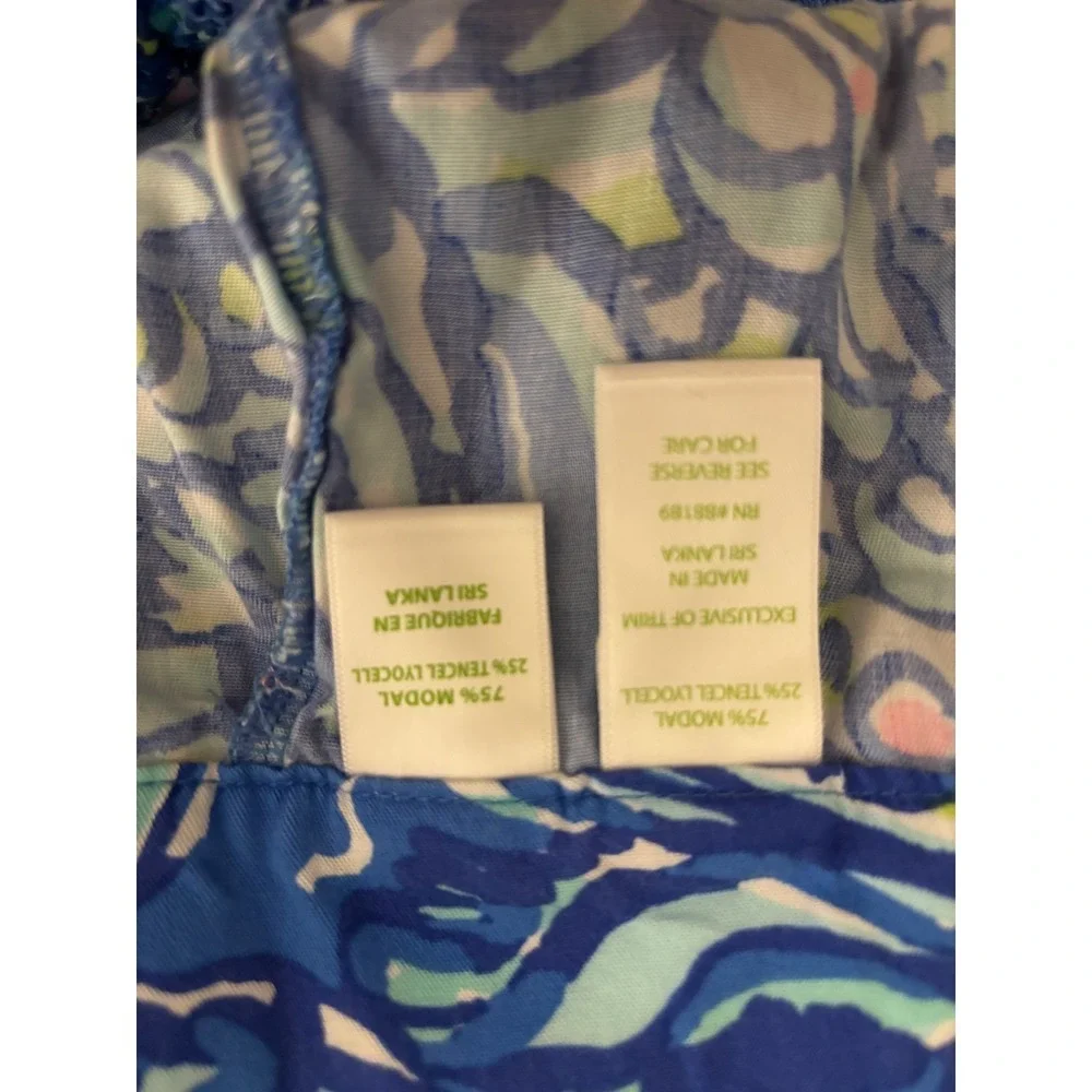 Lilly Pulitzer Dahlia Scallop Hem Shorts XL Ceviche Blue Pull On Pockets - Picture 3 of 5